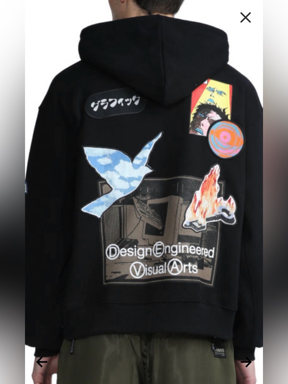DEVA STATES - Burnout Hoodie Unisex Black Size L EUC Streetwear Y2K Girlhoodcore